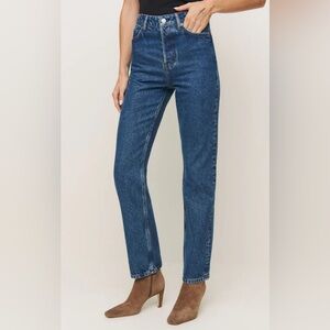 Reformation Cynthia High Rise Straight Jeans Blue - Size 30